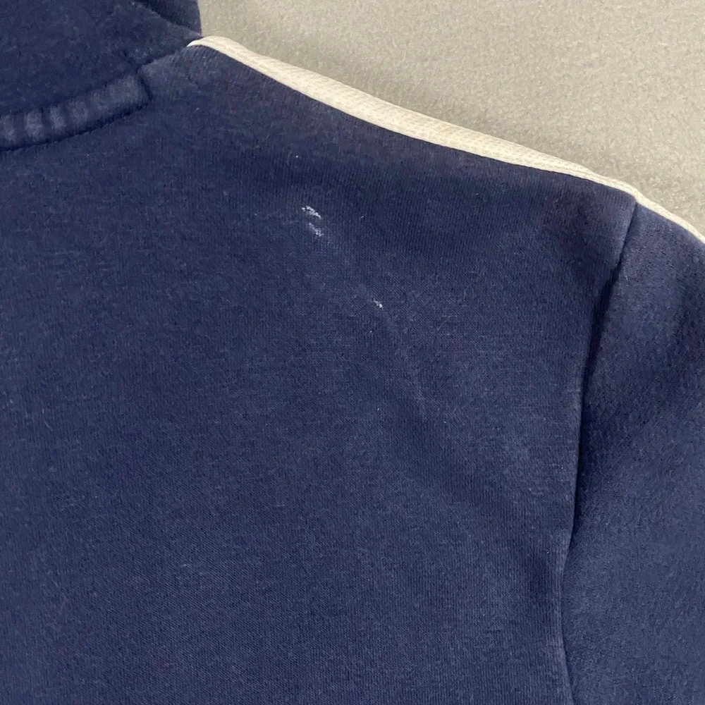 Adidas Hoodie Mens Small Navy Blue 3-Stripe Fleece Pullover